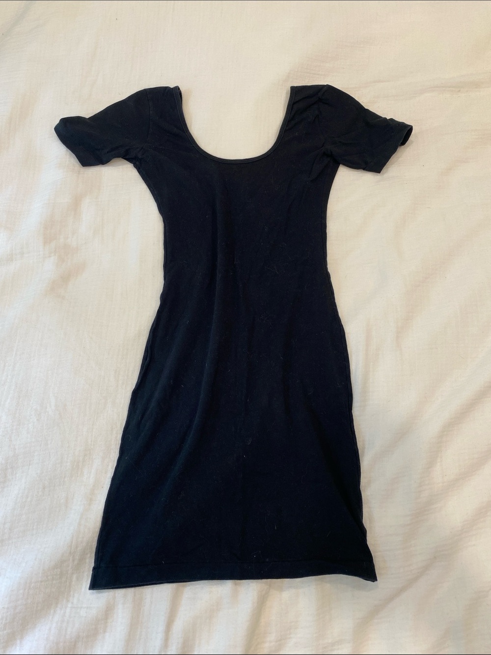 Low back, scoop neck cotton Little Black Dress (LBD)
